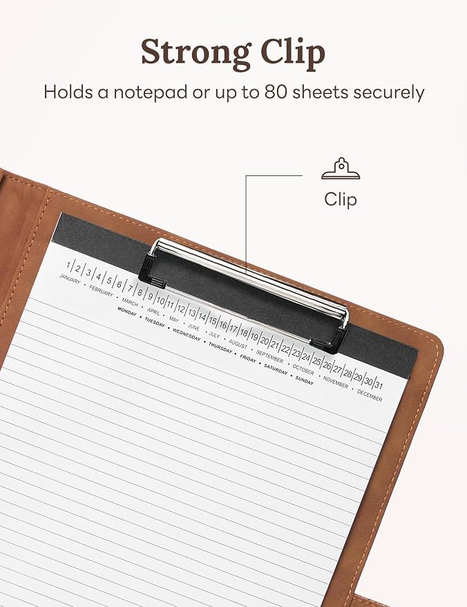 Clipboard Folder Padfolio, Mymazn Writing Portfolio Faux Leather Clipboards - Image 7