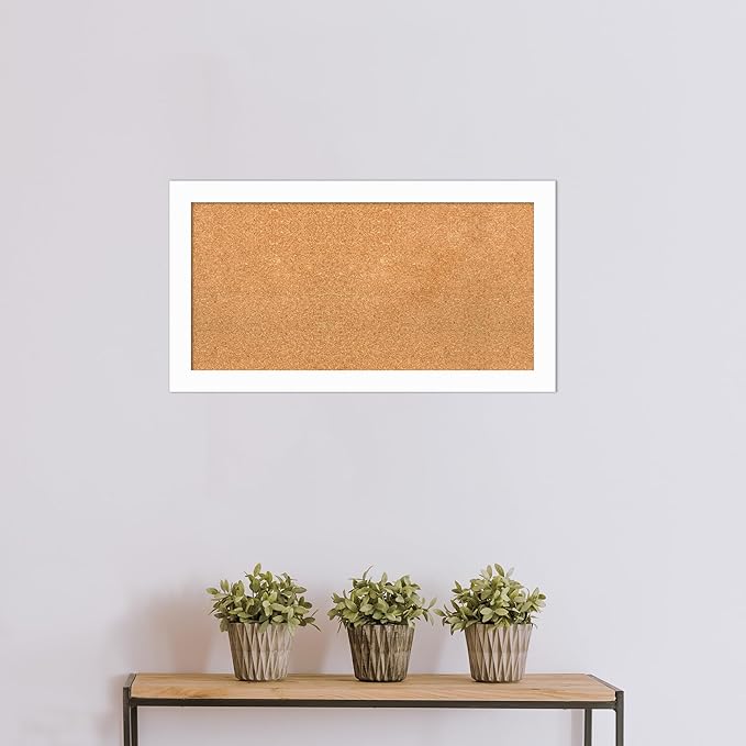 Amanti Art Natural Cork Board for Wall, 19x35 Vision Board with White Frame, Medium Corkboard Office Decor for Home Organization, Casual Corkboard Pinboard to Display Items for Home Organization in-DeskLoop Office