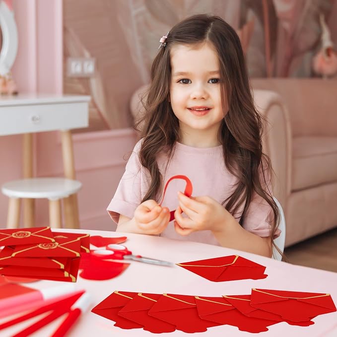 JarThenaAMCS 50Pcs Valentine's Day Red Mini Gift Card Envelopes Bulk Greeting - Image 7