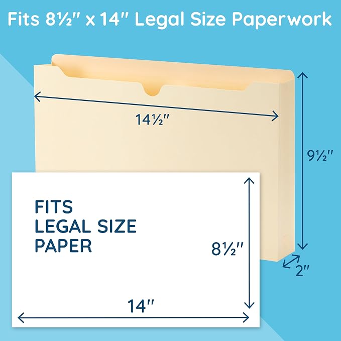 Blue Summit Supplies 2 Inch Manila File Jackets, Reinforced Straight Cut Tab - Image 2