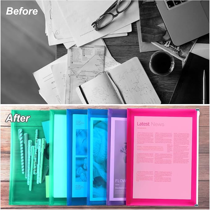 EOOUT 8pcs Plastic Envelopes, Poly Zip Envelopes, Letter Size, Expanding - Image 5