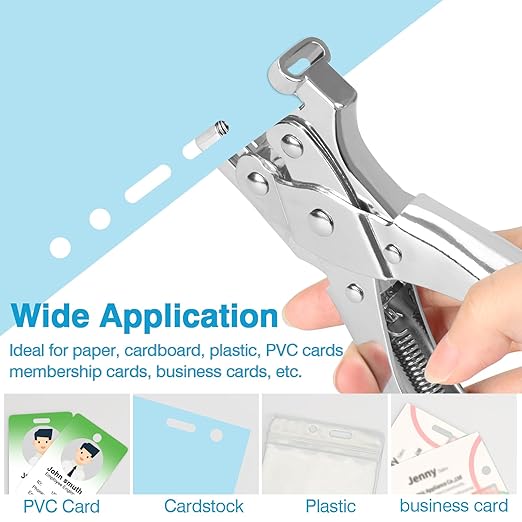 2 in 1 Badge Slot Hole Punch for ID Cards, Heavy Duty Hand Punch Metal Hole - Image 3