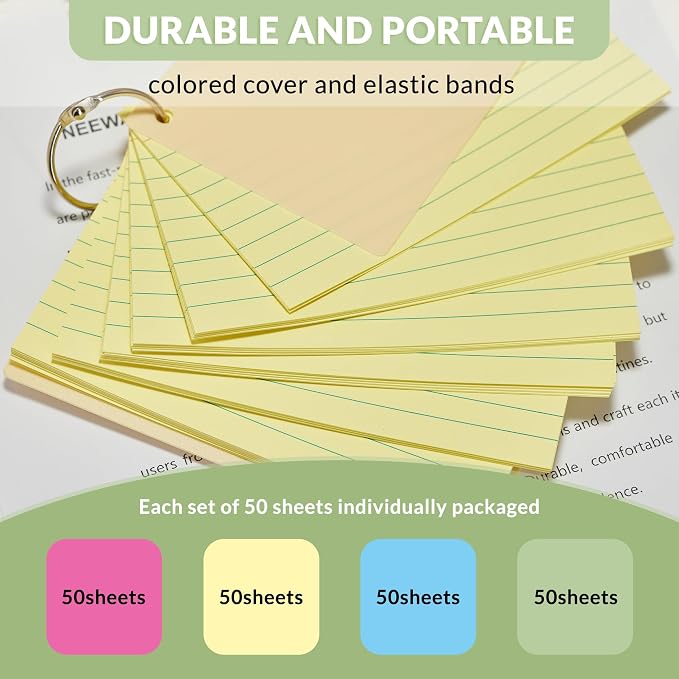 NEEWAY Heavy Weight Colored Ruled Index Cards 3x5, Lined Note Cards - Image 5