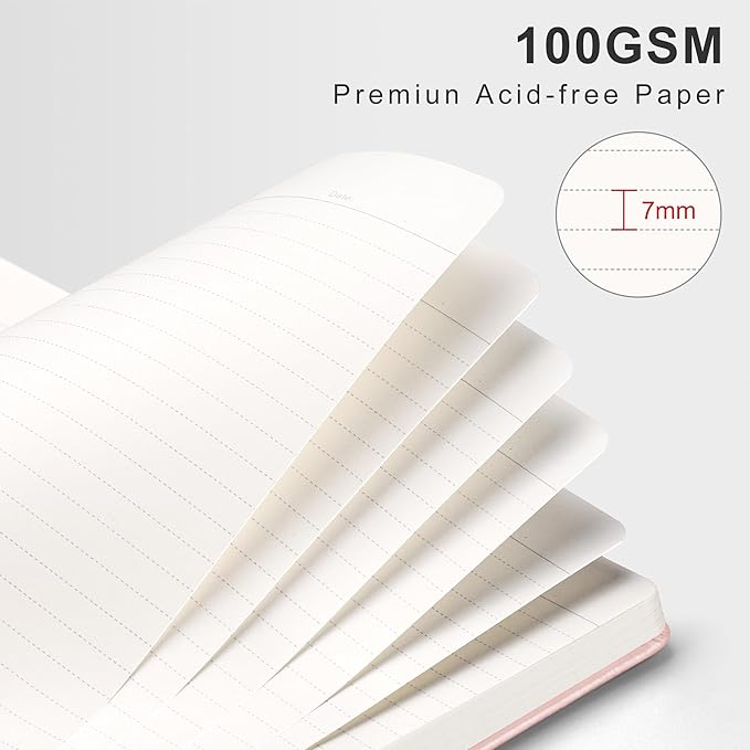 RETTACY Spiral Journal Notebook, 110 Numbered Pages, A4 Large Size (8.5'' x 11''), for Men & Women, Journaling, Writing, Work & Office, Leather Hardcover, 100 GSM Thick Paper (Rose Gold)-DeskLoop Office