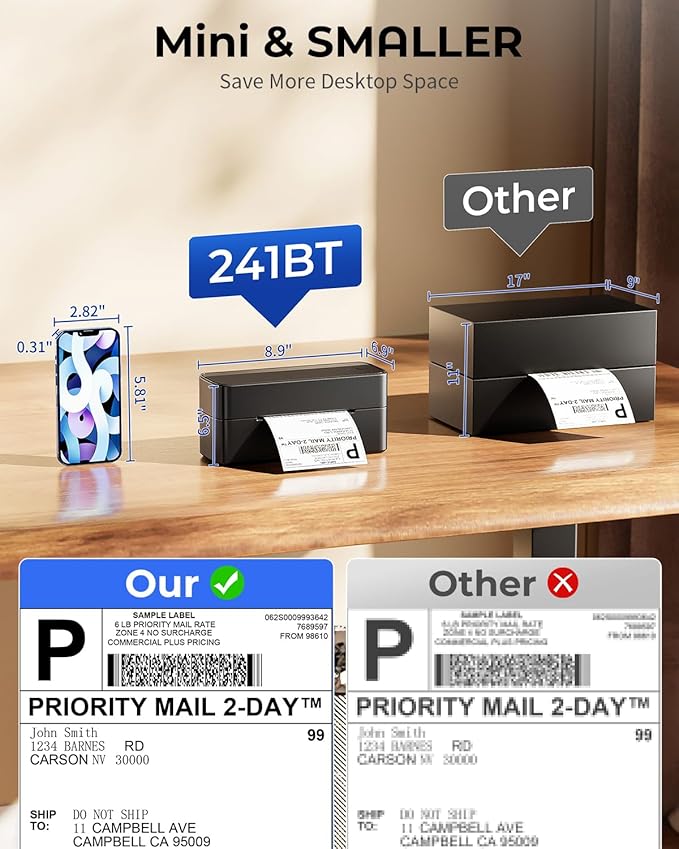 Phomemo Label Printer, 4x6 Shipping Label Printers for Small Business, Wireless Thermal Printer Compatible with Android&iOS, Windows, Chrome, Bluetooth Printers Used for Amazon, Ebay, Shopify, USPS-DeskLoop Office