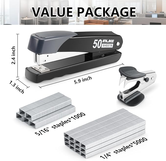 Heavy Duty Stapler, IMLIKE 50 Sheet Full Strip Stapler, Anti-Jam Non-Slip - Image 2