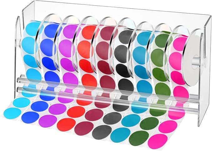 Lawei Adjustable Label Dispenser, 9 Disks Acrylic Sticker Dispenser Sticker by ENJOYEVERYMOMENT