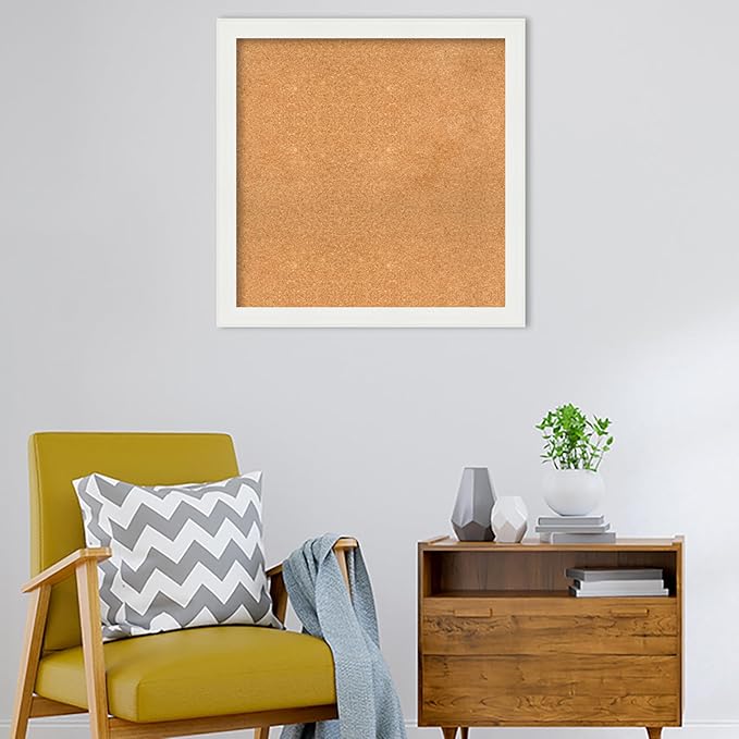 Amanti Art Natural Cork Board for Wall, 31x31 Vision Board with White Frame, Large Corkboard Office Decor for Home Organization, Casual Corkboard Pinboard to Display Items for Home Organization in-DeskLoop Office