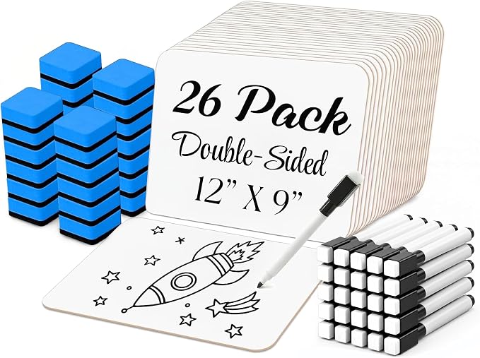 26 Pack Dry Erase Lapboards 12" x 9" by FatZebraDesigns