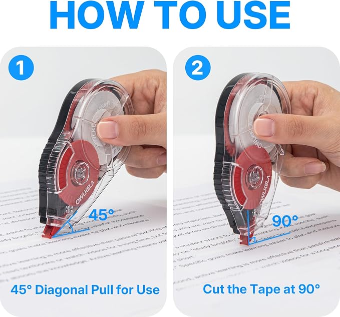 OWLKELA 2 Pack Plus Correction Tape, Tear-Resistant White Correction Tape - Image 3