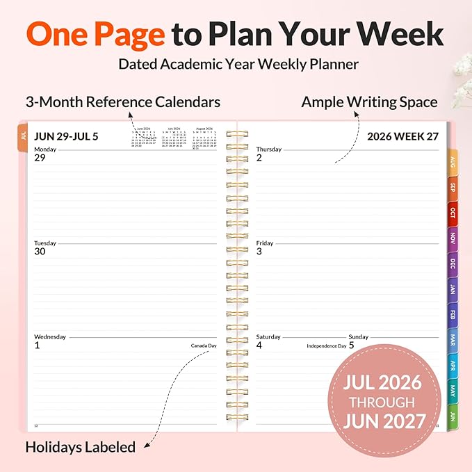 SUNEE Academic Planner 2026-2027 – Weekly & Monthly Planner, July 2026 to June - Image 2