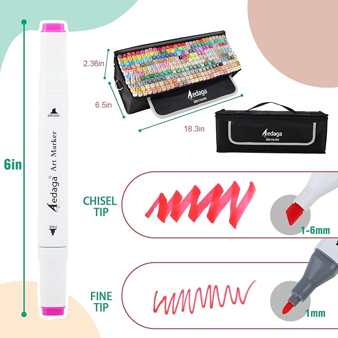 280 Colors Alcohol Markers with Free App, Dual Tip Art Markers with Kickstand Case for Artists Adults and Kids,Alcohol Based Marker for Coloring Painting Sketching and Drawing, Great Gift-DeskLoop Office