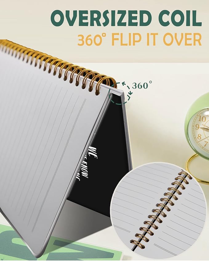 Ruled Spiral Writing Notebook,A5 Hardcover Lined College Journal for Women Lady Girl,Strong Twin-Wire Binding with Premium Paper,8.4" X 6",Perfect for School,Office,Home Gifts(Sunflower Breast Cancer)-DeskLoop Office