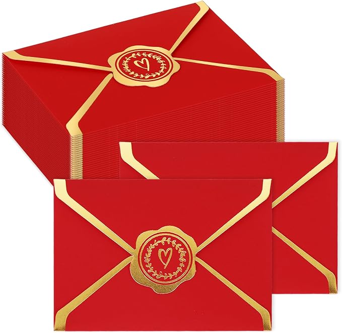 JarThenaAMCS 50Pcs Valentine's Day Red Mini Gift Card Envelopes Bulk Greeting by JarThenaAMCS