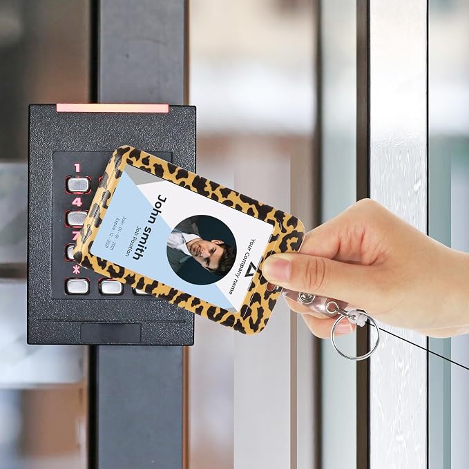 3 Set ID Badge Holder with Retractable Reel, Leopard Retractable ID Badge - Image 5