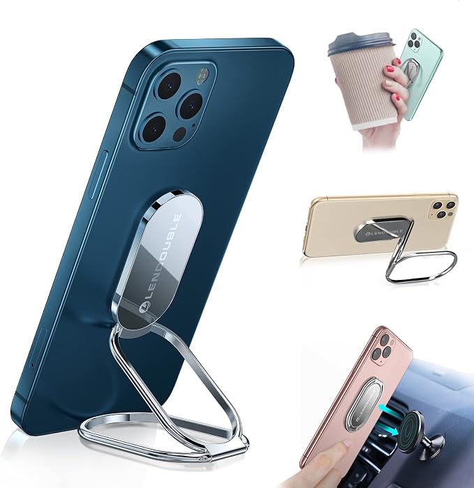 Foldable Cell Phone Stand for Desk, Adjustable Cellphone Ring Holder Finger by LENDOUBLE