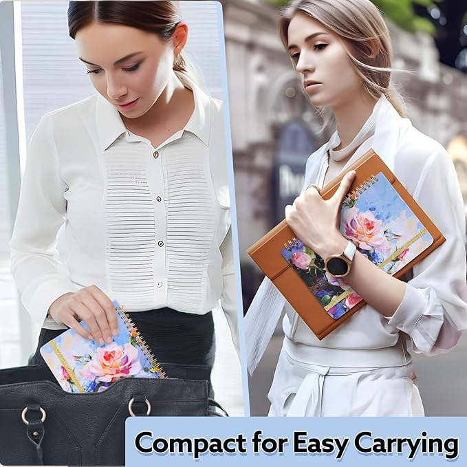 Lined Spiral Notebook, 140 Pages College Ruled Journal for Women A5 Journaling Notebooks for Work & Note Taking Perfect for Men Women Office Home School, 5.9" x 8.3"-Pink Flower-DeskLoop Office