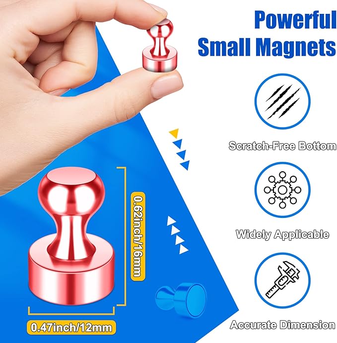 Strong Refrigerator Magnets, 120 PCS Cute Whiteboard Magnets, Rose Gold Magnetic Push Pins, Magnetic White Board Set for Fridge, Office, Kitchen, Locker Accessories, Desk Accessories