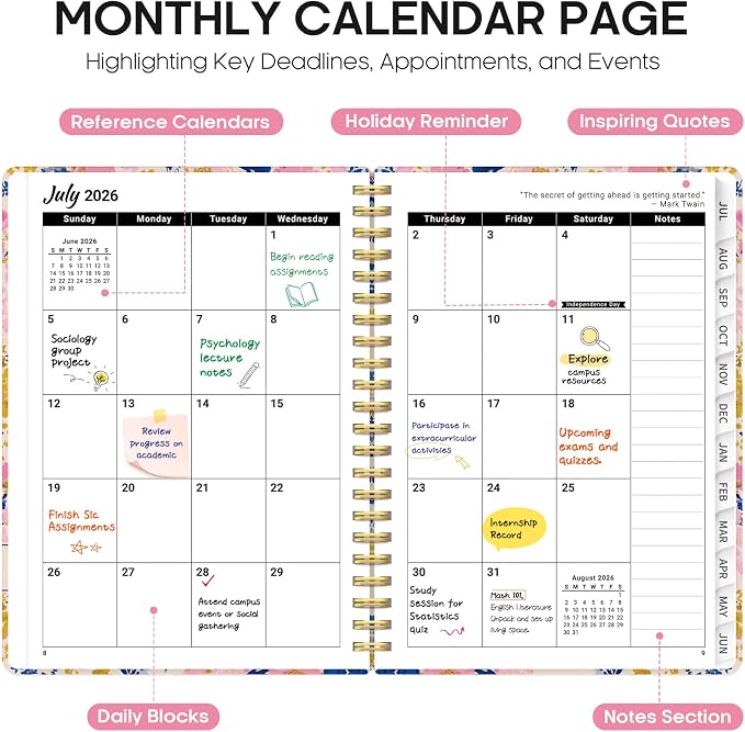 Planner 2026-2027, Academic Year Monthly and Weekly Calendar Planner, Jul 2026 - Image 2