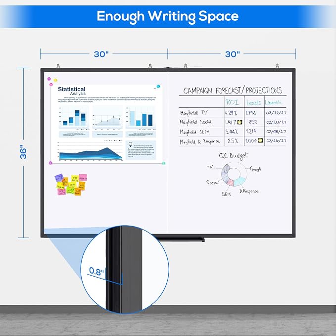 Large Magnetic Whiteboard, maxtek 60 x 36 Magnetic Dry Erase Board Foldable - Image 2