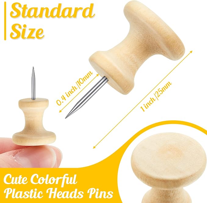 Outus 60 Pcs Giant Push Pins Jumbo Tacks 1/1.8inch Plastic Head - Image 2