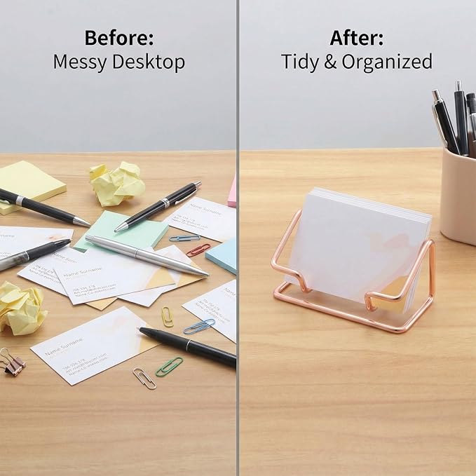 2 Pack Minimalist Metal Business Card Holder, Simple Wire Frame Desktop - Image 8