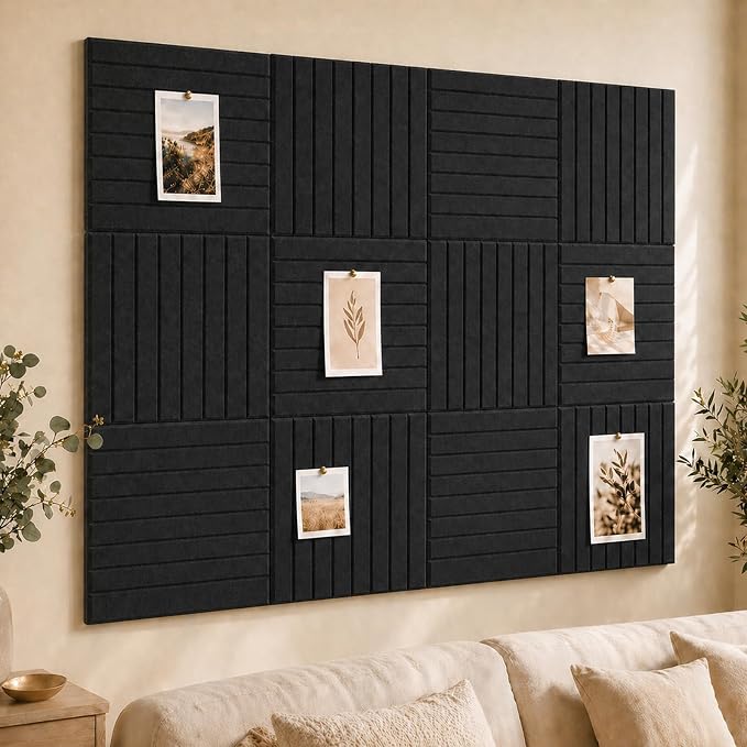 Stripe Felt Bulletin Board Tiles, Cork Board Alternative 48 x 36 in | 0.35 in by CreateYourIdealSpace
