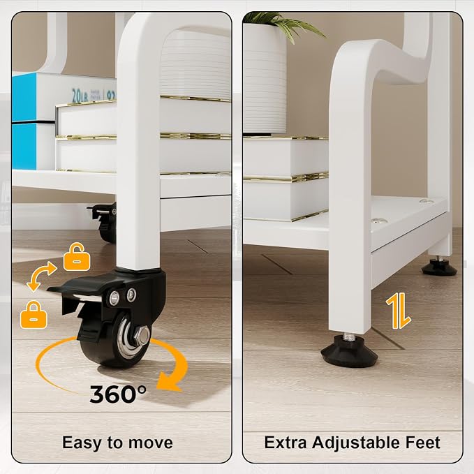 Natwind Stylish 3 Tier Printer Stand, Office Desk Side Storage Shelf, Fits Two - Image 6