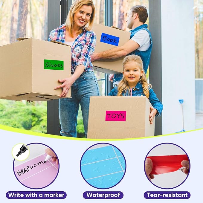 Removable Large Moving Labels for Boxes, 4 x 2 Inch Waterproof Colored Labels - Image 4