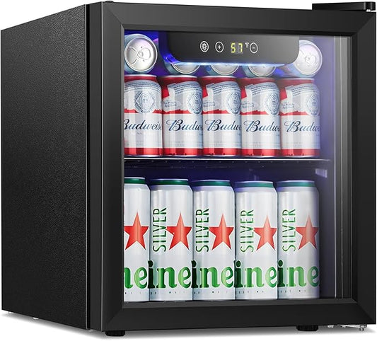 Antarctic Star Mini Fridge Cooler - 12 Bottle 48 Can Beverage Refrigerator Glass Door for Drinks or Beer Wine –Small Drink Dispenser for Home, Office or Bar, Electronic Temperature Control，1.3cu.ft.-DeskLoop Office