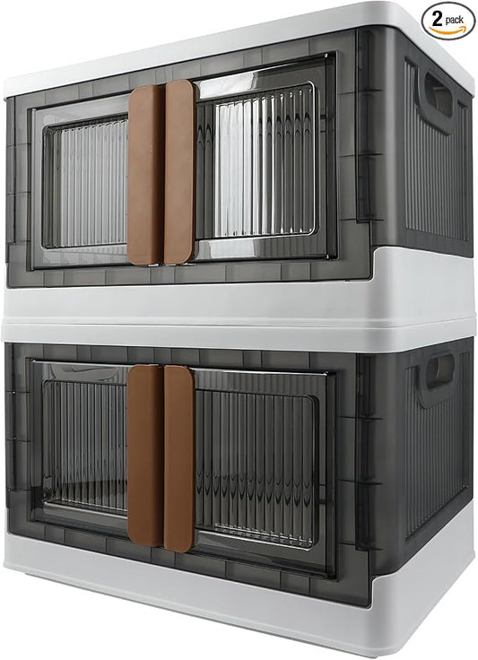 AssHMKIT Storage Bin, Plastic Cabinet, 8.4 Gallon Capacity, 2 Pack, Collapsible by AssHMKITOfficial