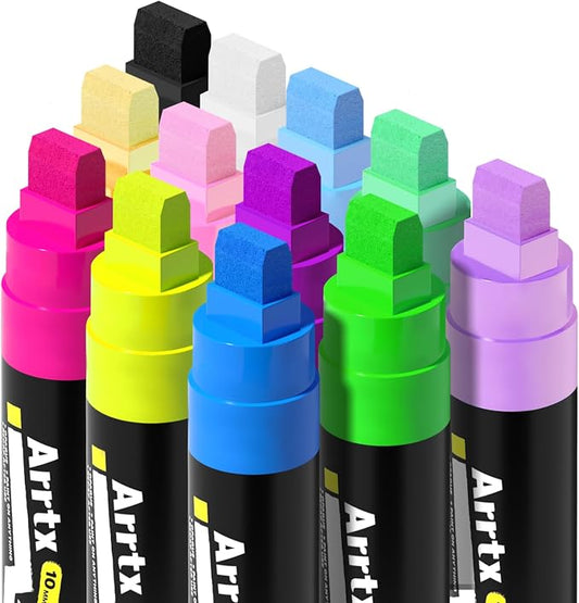 Arrtx Acrylic Jumbo Markers 10mm Broad Tips Acrylic Paint Pens by Arrtx