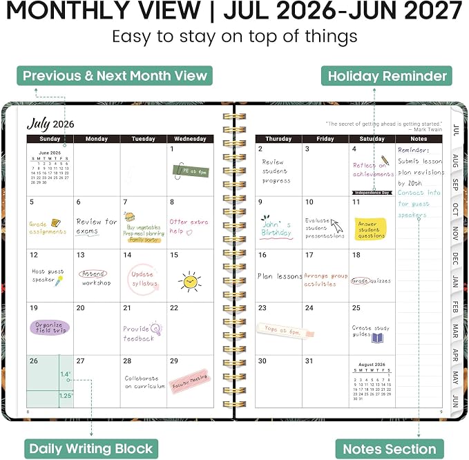Academic Planner 2026-2027, Weekly and Monthly Calendar Book, July 2026 – June - Image 2