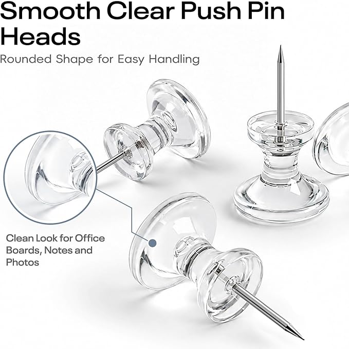 Optomni Giant Push Pins 120 PCS, 1 Inch Large Clear Push Pins Bulk Pack - Image 6