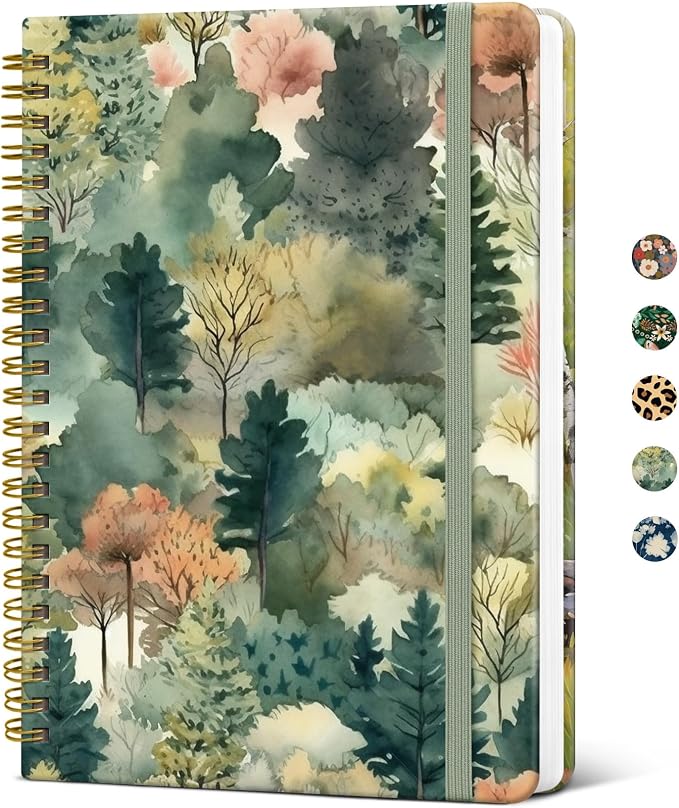 Taja Spiral Journal Notebook for Women, Pretty Hardcover Lined Notebook for by Taja