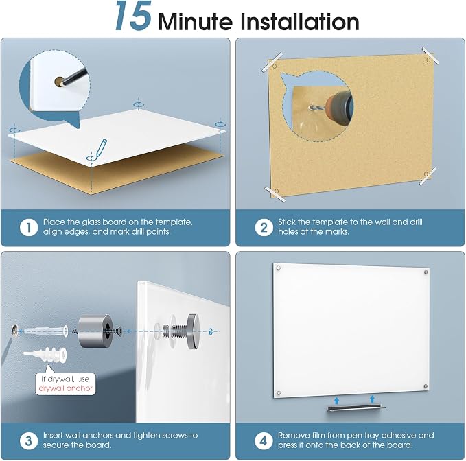 MaxGear Tempered Glass Whiteboard Dry Erase Board 48x30 Inch Ultra White | - Image 7