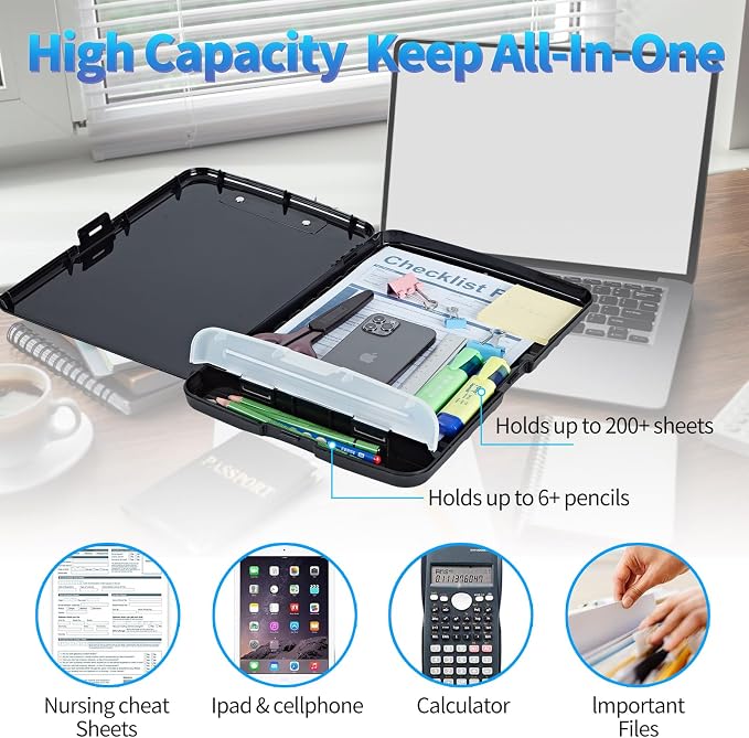 Clipboard with Storage, 8.5x11 High Capacity Nursing Clipboards with Pen Holder - Image 6