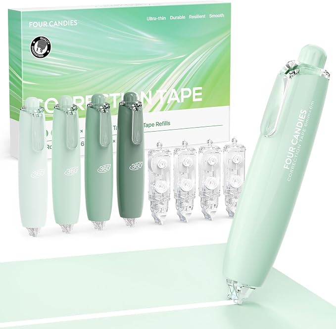 Four Candies Refillable Retractable White Correction Tape, School Supplies by FourCandies