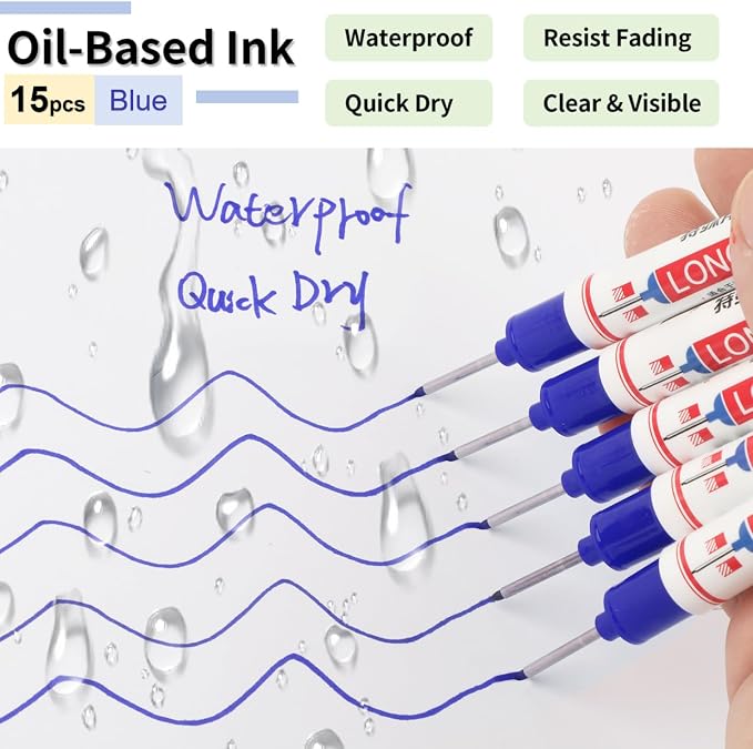 15 Pcs Long Nib Marker, 20 mm Long Head Deep Hole Marker Pens, Fine Nose Tip - Image 3