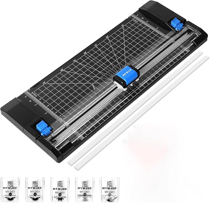 Paper Cutter, 12 Inch Rotary Trimmer, 5 Blades 4 Functions, by Unknown