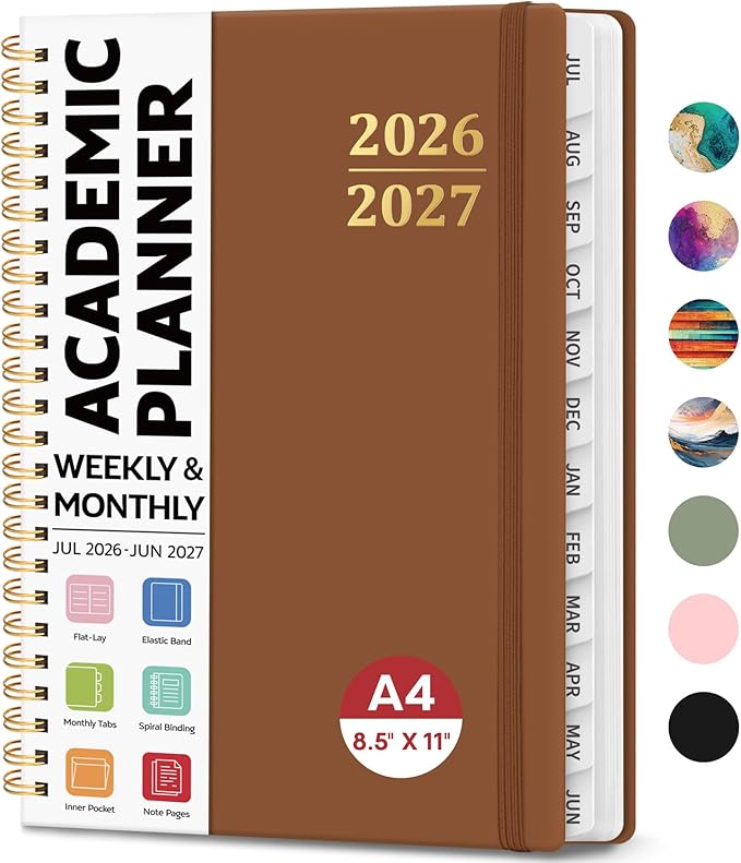 8.5" x 11" Academic Planner 2026-2027, Weekly & Monthly Calendar Planner Book by JEJEGO