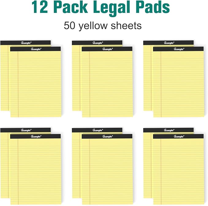 12 Pack Yellow Legal Pads 8.5 x 11 Wide Ruled Note Pad 50 Sheets Notepads Micro - Image 3