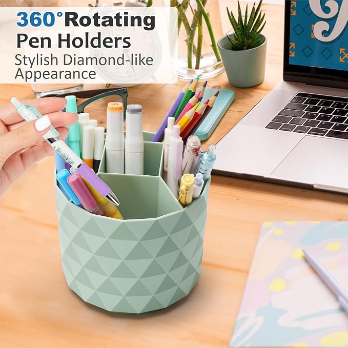 Desk Organizer, 360-Degree Rotating Pencil Pen Holders - Image 2