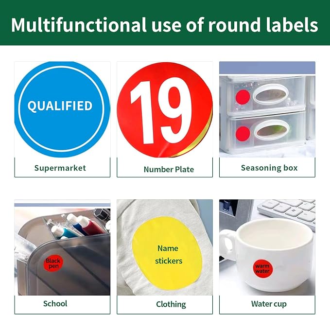 Gemsroyal 3 Inch Green Round Labels Printable, Colorful Round Stickers - Image 6