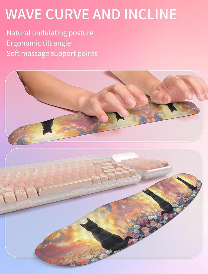 Hokafenle 2in1 Combination, Wave Keyboard Wrist Rest and Ergonomic Curvature - Image 2