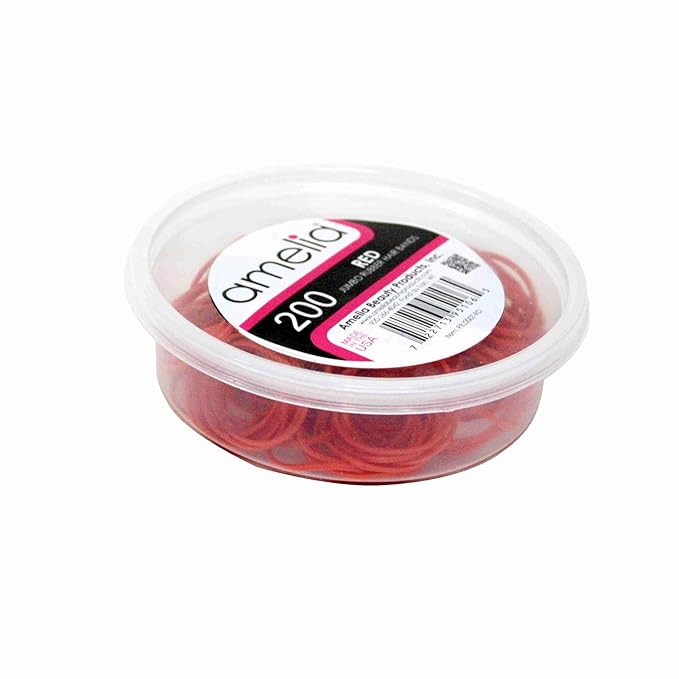 200, Jumbo Size, Red Color, US Made Rubber Bands for Pony Tails and Braids