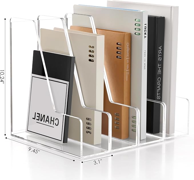 SANRUI 4 Pack Vertical File Holder, Acrylic Desk Organizer Magazine File Sorter - Image 2