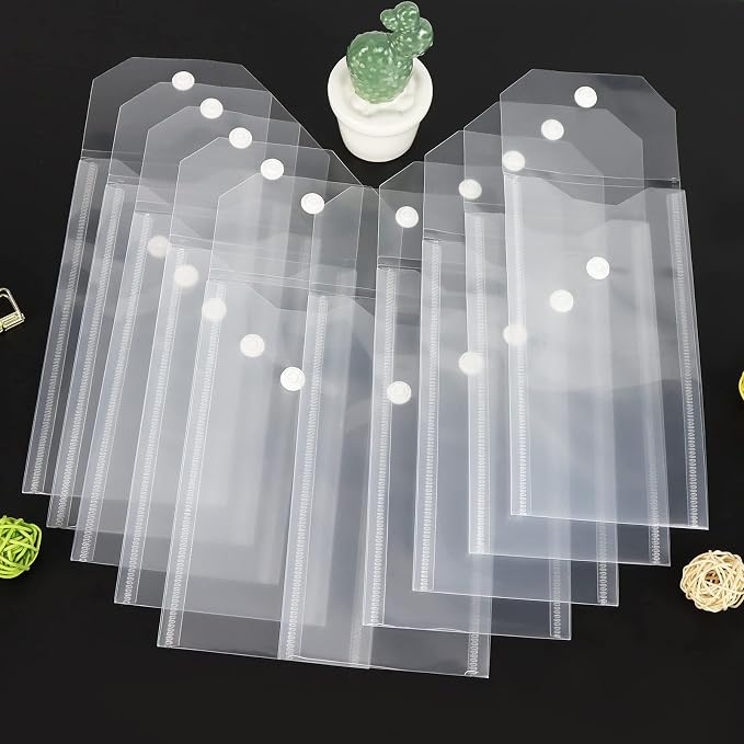 Plastic Envelopes 10 Pack Poly Envelopes Hook Loop Closure, Receipt Stickers - Image 2