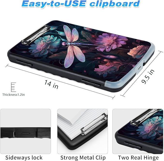 Clipboard with Storage, High Capacity Dragonfly Storage Clipboard 9.5x14 with - Image 3