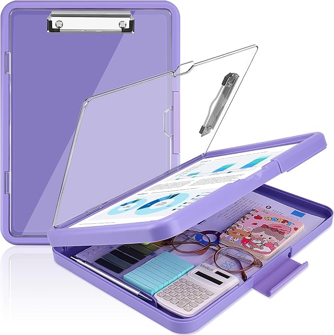Meiikun Clipboard with Storage, Clip Boards 8.5x11 with Dual Storage, Plastic by Meiikun